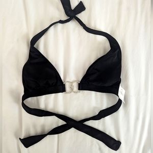 Black bikini Y2K rhinestone buckle top size:L